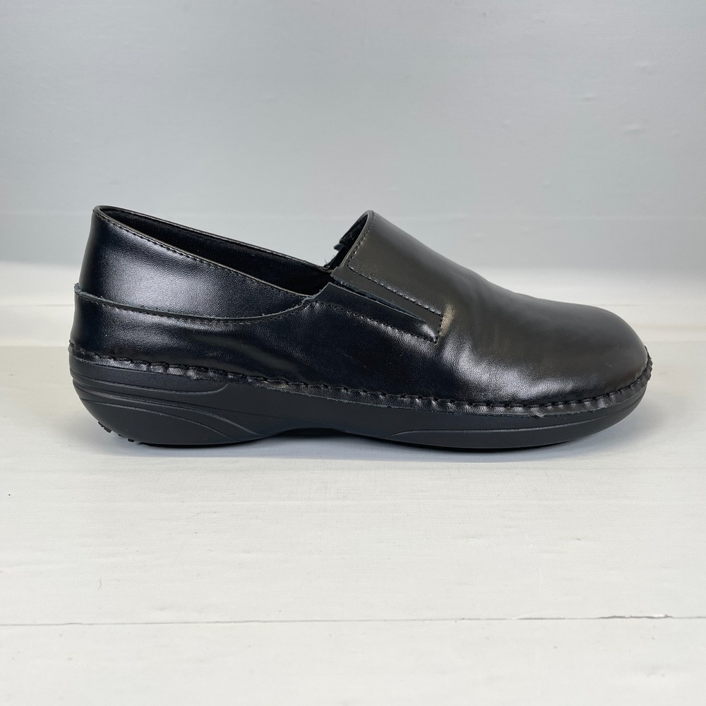 Spring Step Professional Manila Clogs Womens Size 8.5 Black Leather Slip On Shoe